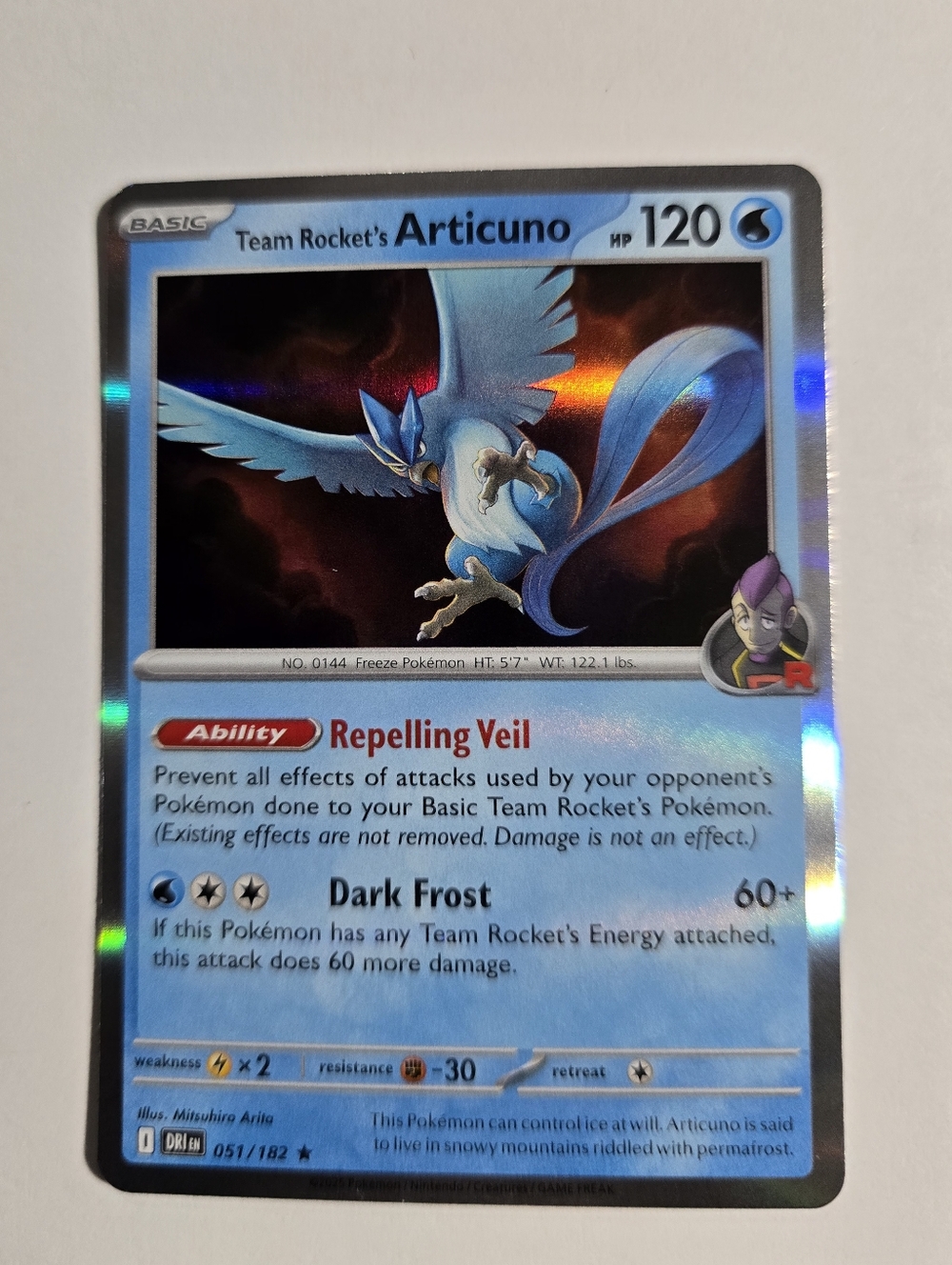 Team Rocket's Articuno 051/182 Rare Destined Rivals Pokemon Holo Near Mint